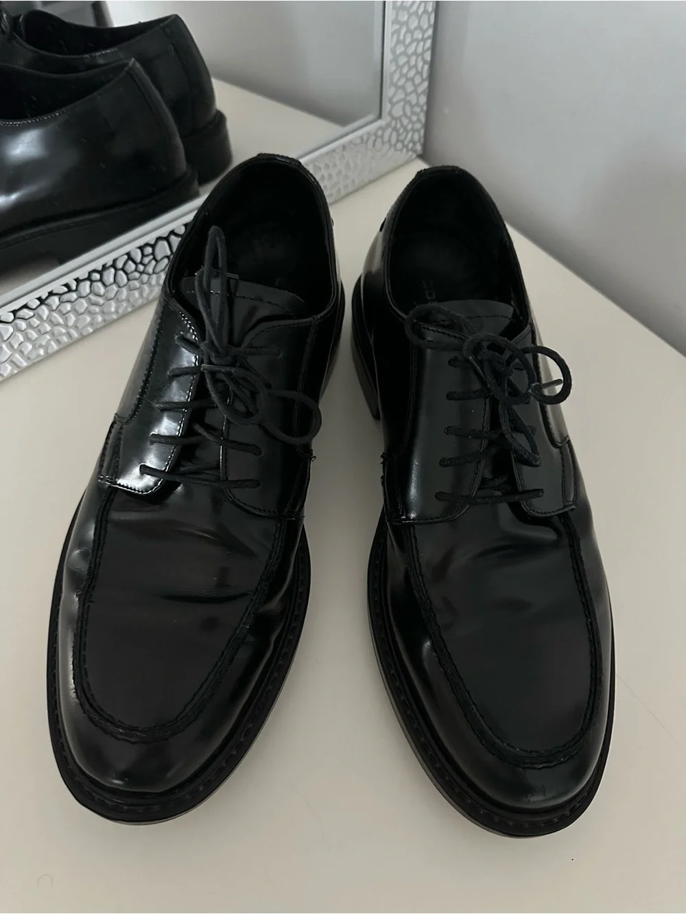 Bostonian Made in Italy Men's Black Leather Derby Shoes - Classic Lace-Up Sz 10